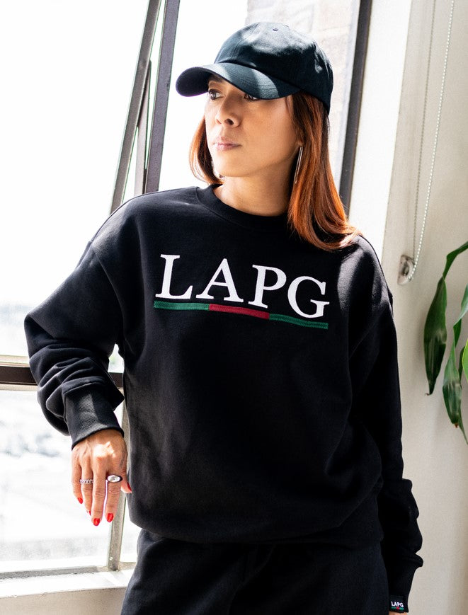 LAPG TWILL APPLIQUE CREWNECK SWEATER